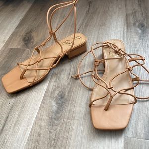 Lace up tan sandals